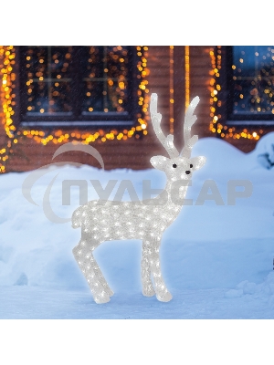 Акриловая светодиодная фигура Neon-night Снежный олень 100 см, 380 светодиодов, IP 65, понижающий трансформатор в комплекте