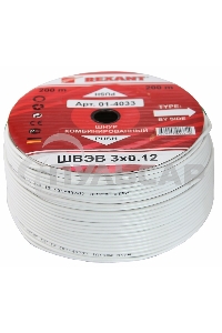 Кабель ШВЭВ (ШСМ) 3x0,12 мм² (бухта 200 м) белый Rexant