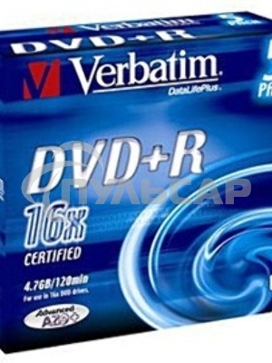 Диск DVD+R Verbatim 4.7Gb 16x Slim case (5шт) Color (43556)