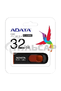 Флешка USB ADATA С008 (AC008-32G-RKD), 32 Gb, USB 2.0, R/W 15/5, черный/красный