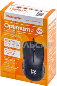 Мышь проводная Defender Optimum MB-160 черный, 1000 dpi, USB, кнопки - 3