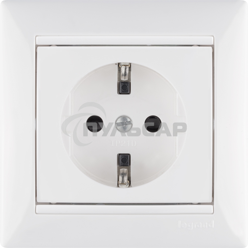 Розетка электрическая Valena с заземлением и шторками (белая) Legrand 774421