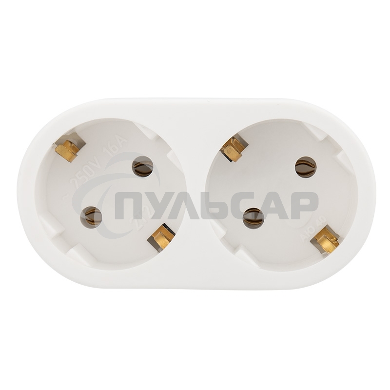 Набор двойников электрических Rexant 16 А с заземлением, белый (2 шт./уп.)