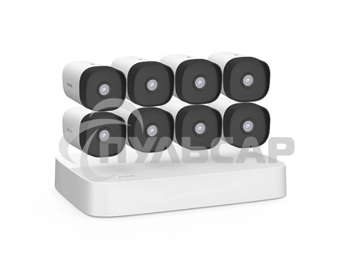 Комплект видеонаблюдения K8P-4TR с PoE на 8 каналов: видеорегистратор PoE HD и 8 цилиндрических камер PoE HD