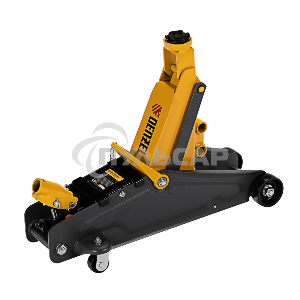 Домкрат гидравлический подкатной с фиксатором Denzel 2,8 т, 135-385 мм, в кейсе 51156