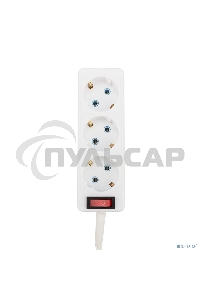 Удлинитель PROconnect 3 гнезда, 10 м, 3х0.75 мм², с/з, с кнопкой, белый