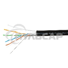 Кабель SkyNet Premium FTP outdoor 4x2x0,51 на тросу, медный, FLUKE TEST, кат.5e, однож., 305 м, на катушке, черный