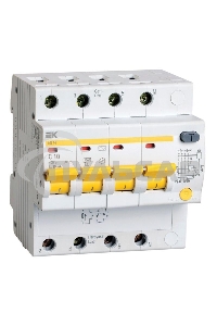 Выключатель автоматический дифференциального тока 4п C 10А 30мА тип AC 4.5кА АД-14 ИЭК MAD10-4-010-C-030