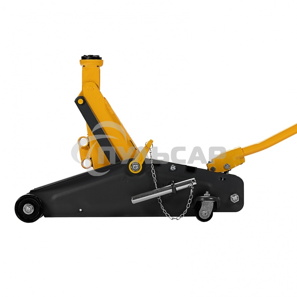 Домкрат гидравлический подкатной с фиксатором Denzel 2,8 т, 135-385 мм, в кейсе 51156