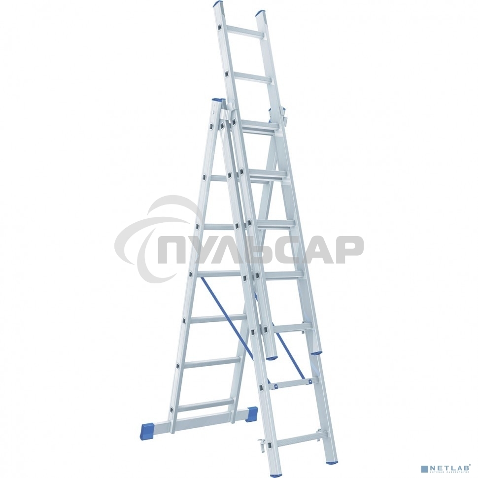 Лестница, 3 х 7 ступеней, алюминиевая, трехсекционная, Россия Сибртех 97817