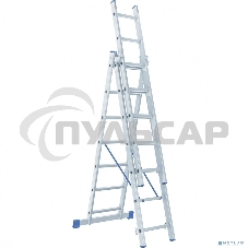 Лестница, 3 х 7 ступеней, алюминиевая, трехсекционная, Россия Сибртех 97817