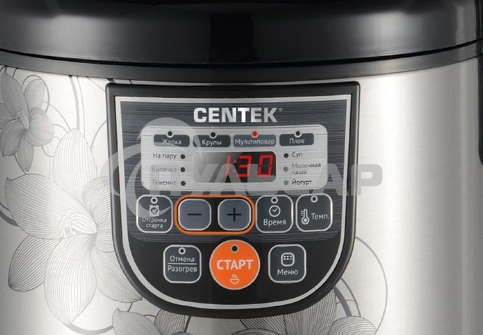 Мультиварка Centek CT-1498 Ceramic (черный, сталь) 700Вт, 5.0л, КЕРАМИЧЕСКОЕ ПОКРЫТИЕ ЧАШИ, 10 пр-м.