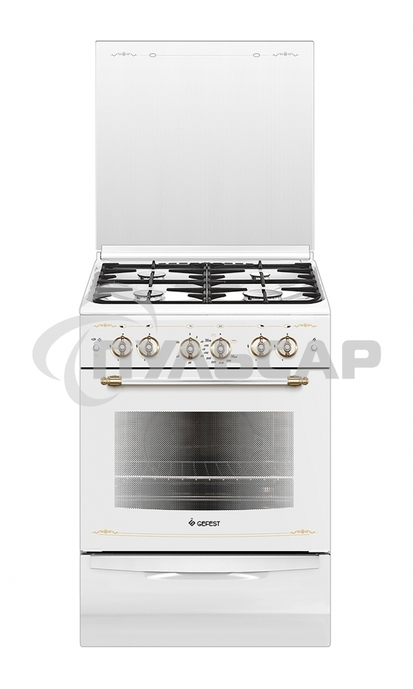 Плита газовая Gefest ПГ 6100-02 0181 белый, конфорок 4 шт, духовка 52 л, 60 см x 85 см x 60 см