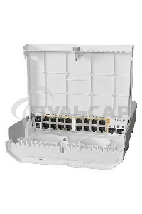 Коммутатор MikroTik Cloud Router Switch 318-16P-2S+OUT with 800MHz CPU, 256MB RAM, 16x Gigabit LAN with PoE-out, 2xSFP+ cages, RouterOS L5 or SwitchOS (dual boot), outdoor enclosure, mounting kit (power supply N