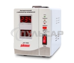 Стабилизатор напряжения Powerman AVS-D Voltage Regulator 1000VA, Digital Indication, 2x Schuko Outlets, 1m Power Cord, 230V, 1 year warranty, белый