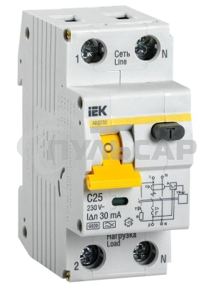 Выключатель автоматический дифференциального тока ИЭК 2п 25А/30мА CАВДТ 32 MAD22-5-025-C-30