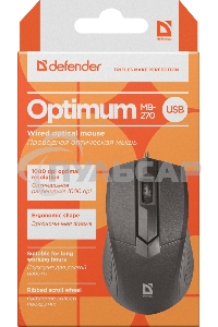 Мышь проводная Defender Optimum MB-270 черный, 1000 dpi, USB, кнопки - 3