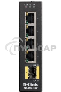 Коммутатор D-Link DIS-100G-5SW/A1A Промышленный неуправляемый коммутатор с 4 портами 10/100/1000Base-T, 1 портом 1000Base-X SFP, функцией энергосбереж