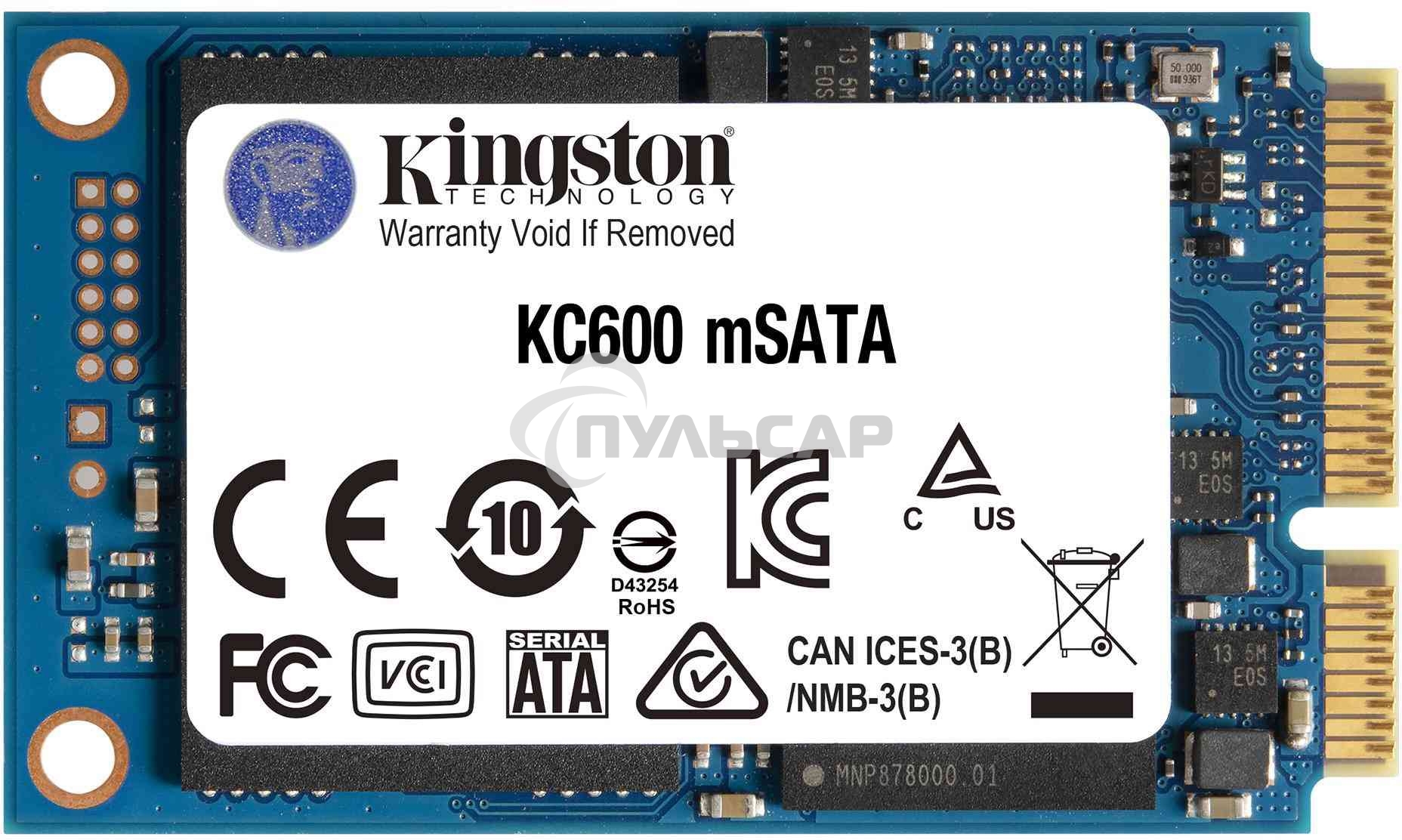 Накопитель SSD Kingston KC600, 1024Gb, mSATA, R/W 550/520