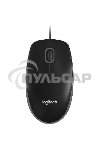 Мышь проводная Logitech B100 черный, 1000 dpi, USB, кнопки - 3