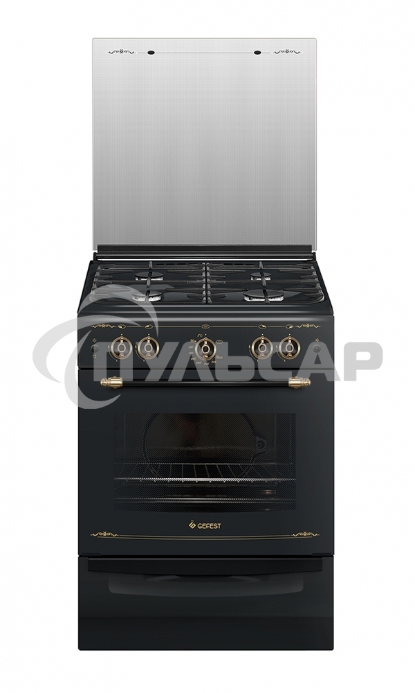 Плита газовая Gefest ПГ 6100-02 0187 черный, конфорок 4 шт, духовка 52 л, 60 см x 85 см x 60 см