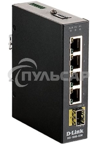Коммутатор D-Link DIS-100G-5SW/A1A Промышленный неуправляемый коммутатор с 4 портами 10/100/1000Base-T, 1 портом 1000Base-X SFP, функцией энергосбереж