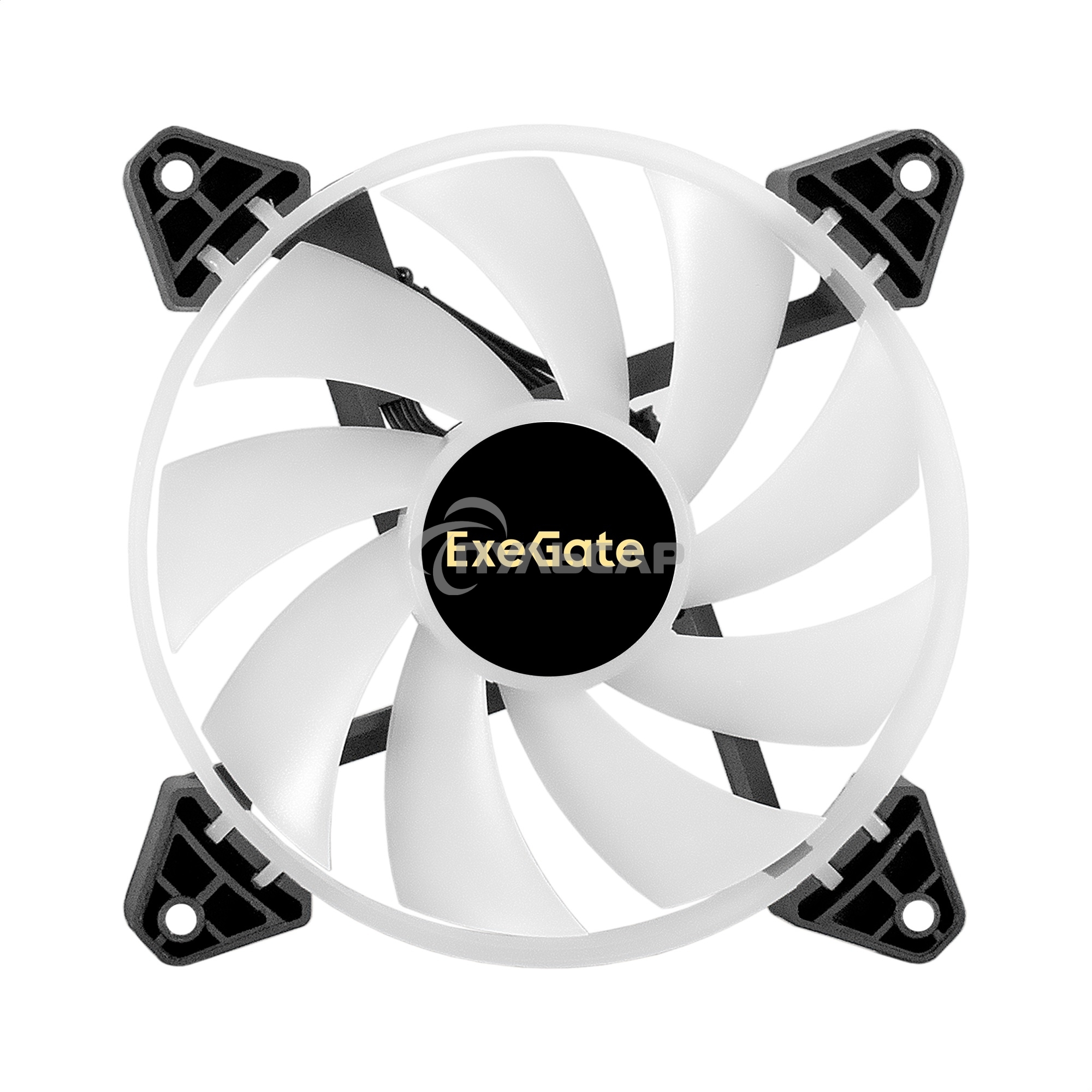 Вентилятор для корпуса ExeGate EX12025H6PYH-PWM.ARGB черный/белый, 120 мм, 1200 об/мин, 33 дБ, 6 pin