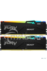 Оперативная память Kingston Fury Beast, DDR5, 16Gb (2x8Gb), 5200MHz, CL40, DIMM, с радиаторами, RGB, черный