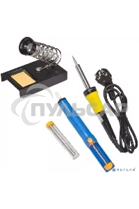 Набор для пайки Rexant №4 (паяльник 30 Вт, оловоотсос, подставка, припой, губка)