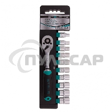 Набор головок STELS 14125 набор торцевых головок 1/4'' головки 4 - 13мм с трещот. ключом crv 11пр.