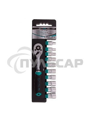 Набор головок STELS 14125 набор торцевых головок 1/4'' головки 4 - 13мм с трещот. ключом crv 11пр.