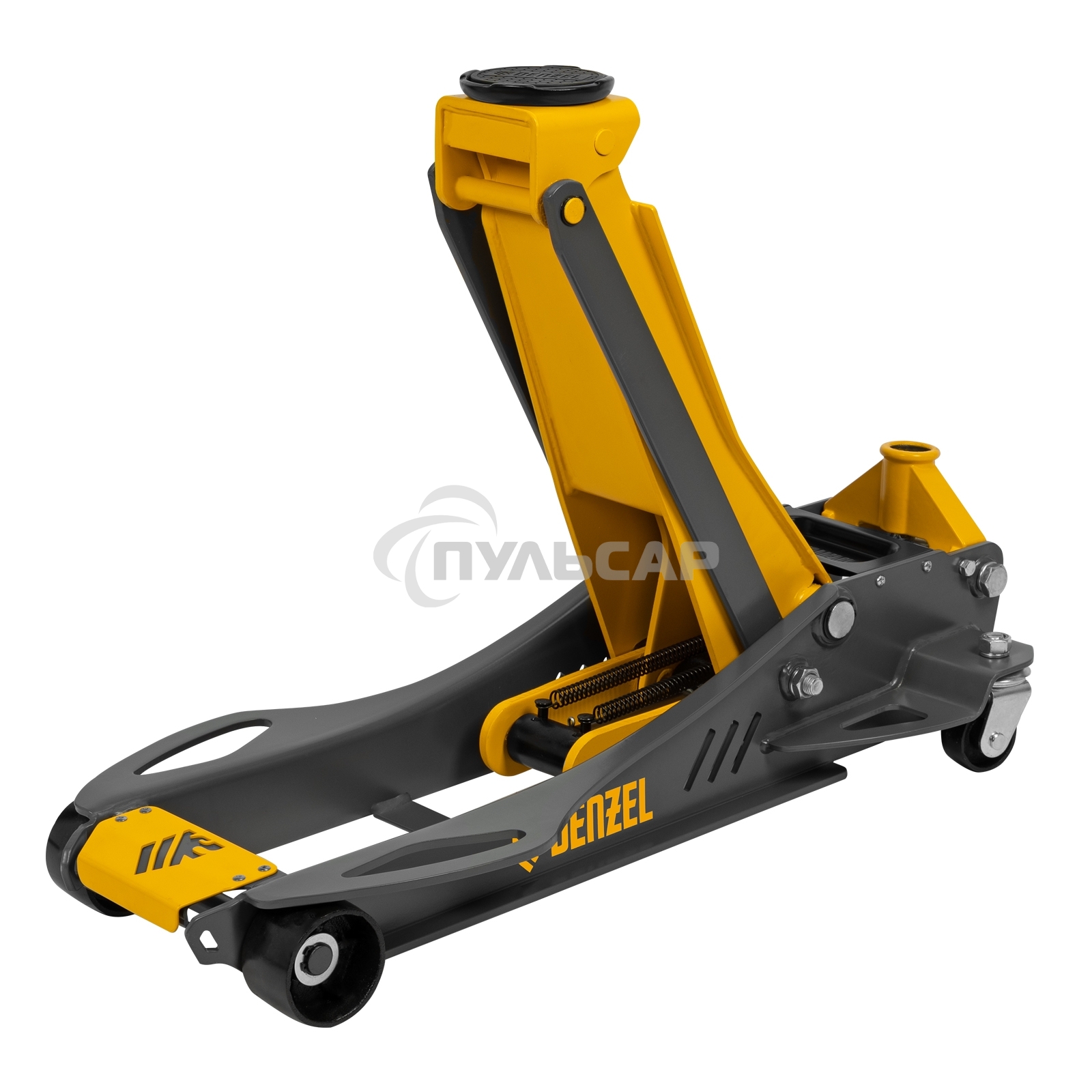 Домкрат гидравлический подкатной Denzel 3,8 т, 110-580 мм, быстрый подъем, низкий подхват, проф. 51251