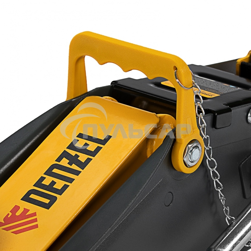 Домкрат гидравлический подкатной с фиксатором Denzel 2,8 т, 135-385 мм, в кейсе 51156