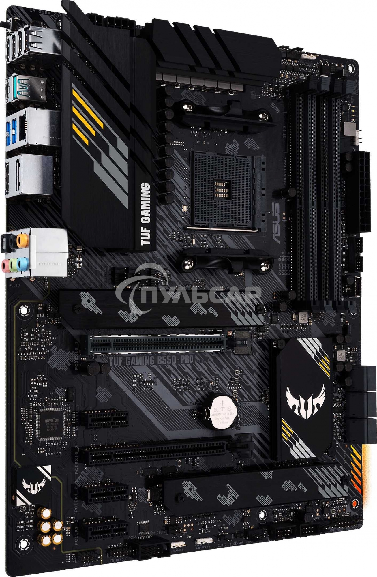 Материнская плата ASUS TUF GAMING B550-PRO, AM4, AMD B550, 4xDDR4, 6xSATA, 2xM.2, 1xPCIe 4.0 x16, 1xPCIe 3.0 x16, 3xPCIe x1, 1xHDMI, 1xDP, 1x 2.5Gb LAN, 4xUSB 2.0, 2xUSB 3.2 Gen 1, 1xUSB 3.2 Gen 2, 1xUSB-C 3.2 Gen 2, 5x3.5 мм, 7.1, ATX