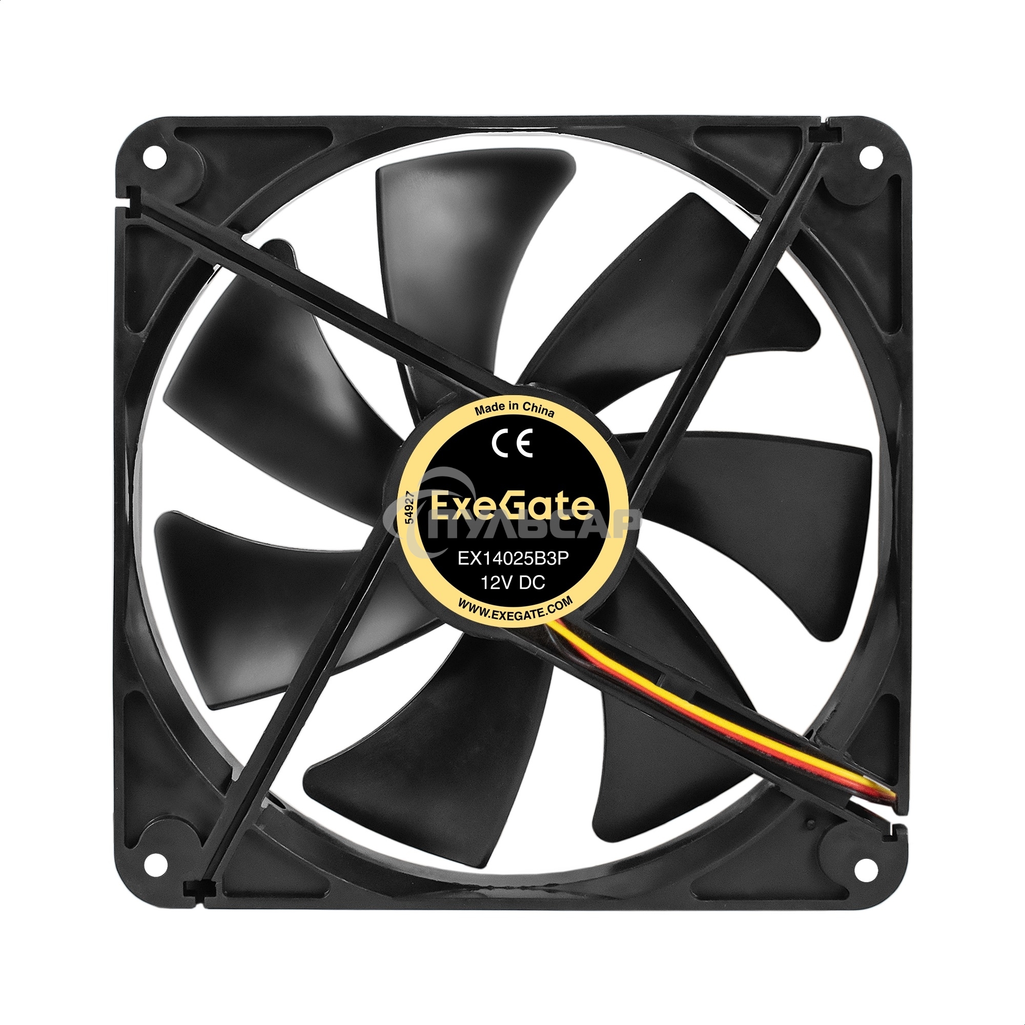 Вентилятор для корпуса ExeGate EX14025B3P черный, 140 мм, 1250 об/мин, 23 дБ, 3 pin