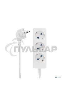 Удлинитель PROconnect 3 гнезда, 3 м, 3х0.75 мм², с/з, белый
