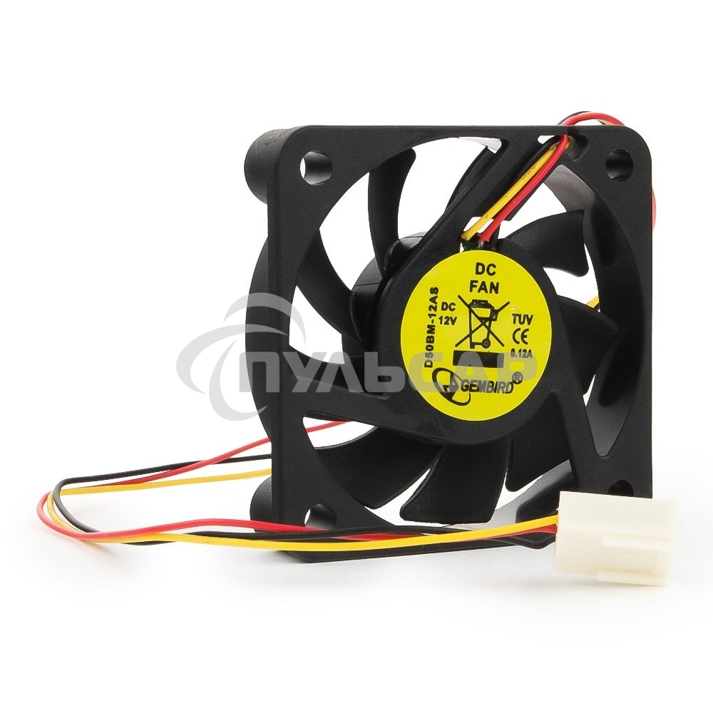 Вентилятор для корпуса Gembird D50BM-12AS-R черный, 50 мм, 5000 об/мин, 25 дБ, 3 pin