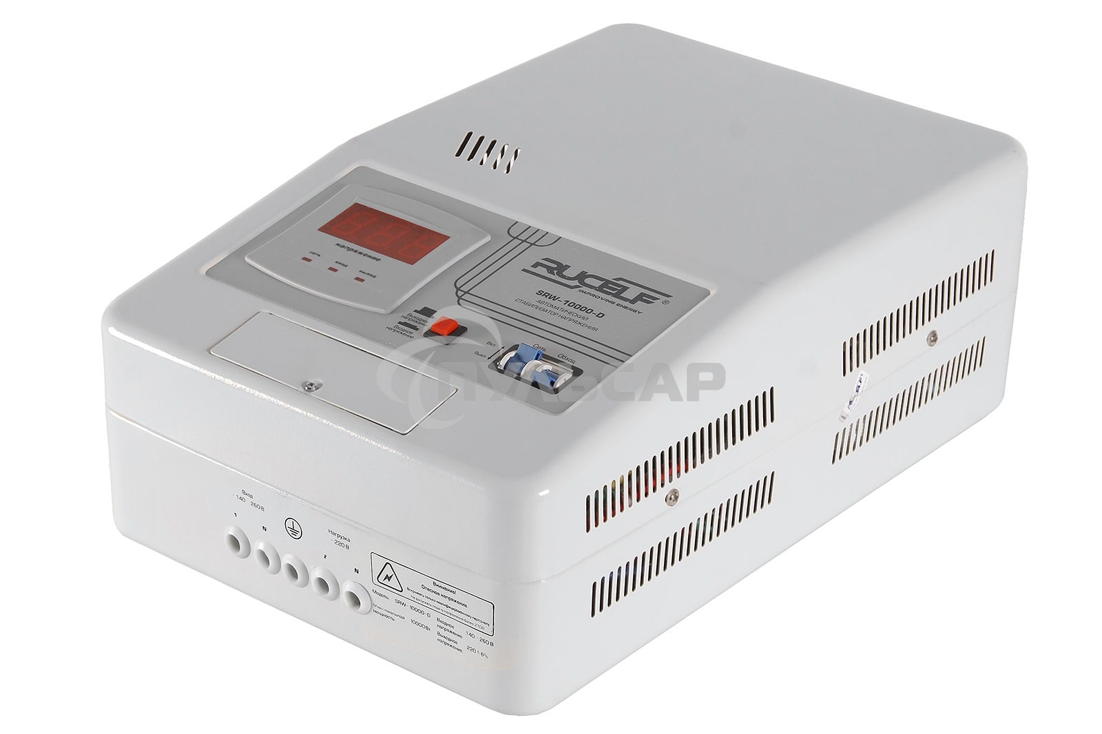 Стабилизатор RUCELF SRW-10000-Dоднофазный, цифровой 220В 10000ВА вх.:140-260ВНАСТЕННЫЙ
