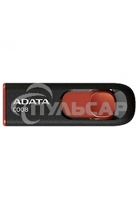 Флешка USB ADATA С008 (AC008-32G-RKD), 32 Gb, USB 2.0, R/W 15/5, черный/красный