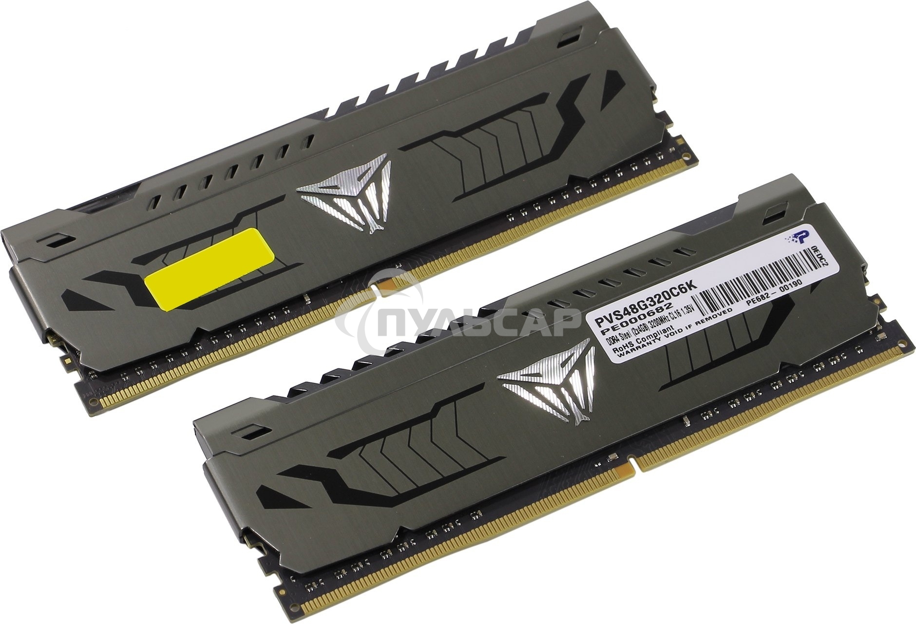 Оперативная память Patriot Viper Steel, DDR4, 8Gb (2x4Gb), 3200MHz, CL16, DIMM, с радиатором, черный