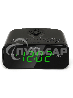 Радиобудильник Hyundai H-RCL221 черный LCD подсв:зеленая часы:цифровые FM