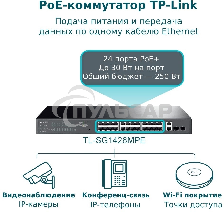 Коммутатор TP-Link TL-SG1428PE Easy Smart 28 портовый гигабитный коммутатор с 24 портами PoE+ SMB