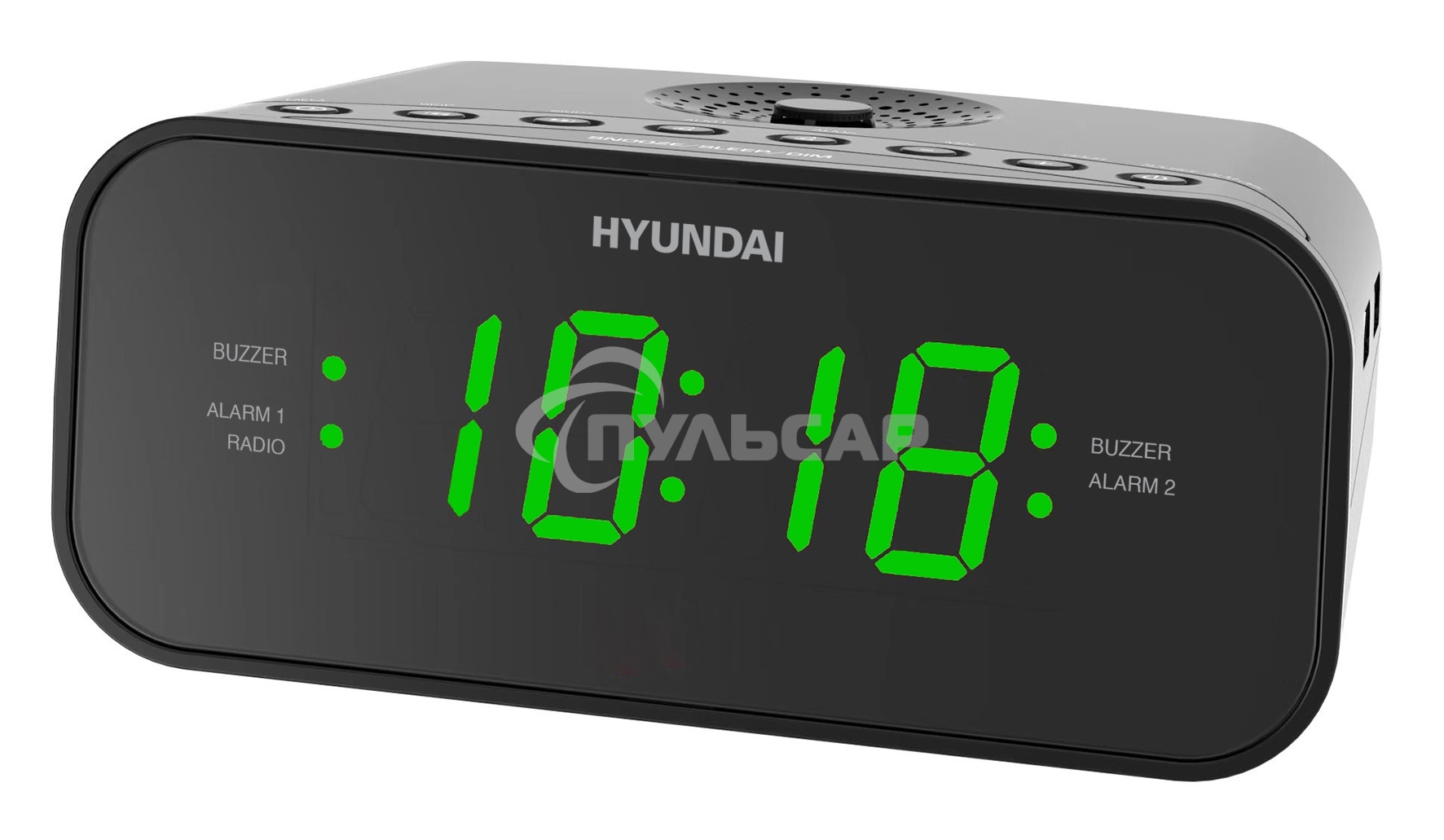Радиобудильник Hyundai H-RCL221 черный LCD подсв:зеленая часы:цифровые FM