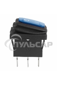 Выключатель клавишный 250V 6А (3с) ON-OFF синий с подсветкой Mini ВЛАГОЗАЩИТА Rexant