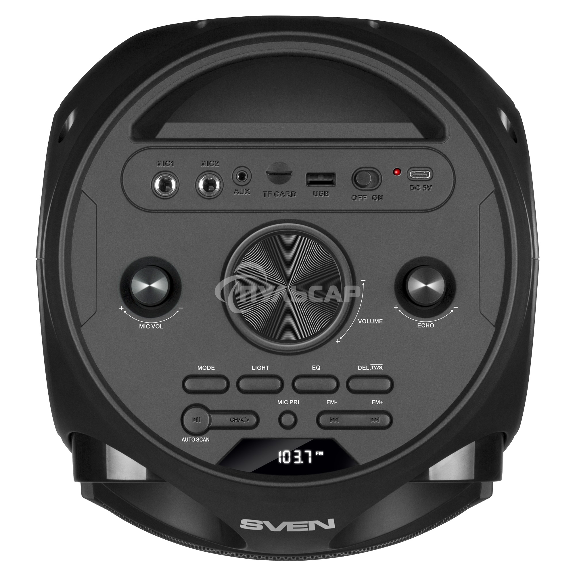 Колонка АС Sven PS-750, черный (80 Вт, TWS, Bluetooth, FM, USB, microSD, LED-дисплей, 2х4400мА*ч)