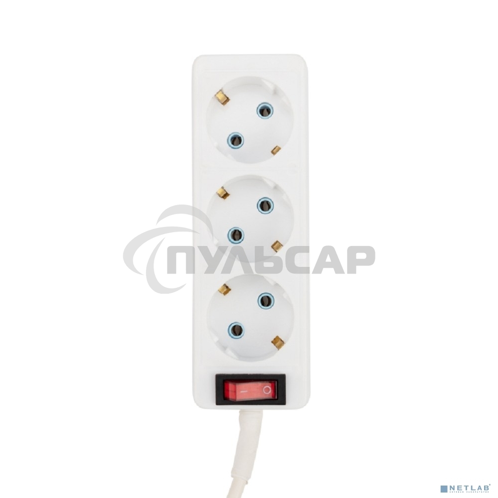 Удлинитель PROconnect 3 гнезда, 3 м, 3х0.75 мм², с/з, с кнопкой, белый