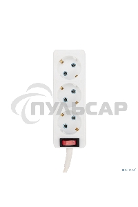 Удлинитель PROconnect 3 гнезда, 3 м, 3х0.75 мм², с/з, с кнопкой, белый