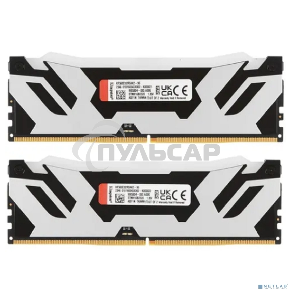 Оперативная память Kingston Fury Renegade, DDR5, 96Gb (2x48Gb), 6000MHz, CL32, DIMM, с радиаторами, cеребристый/черный