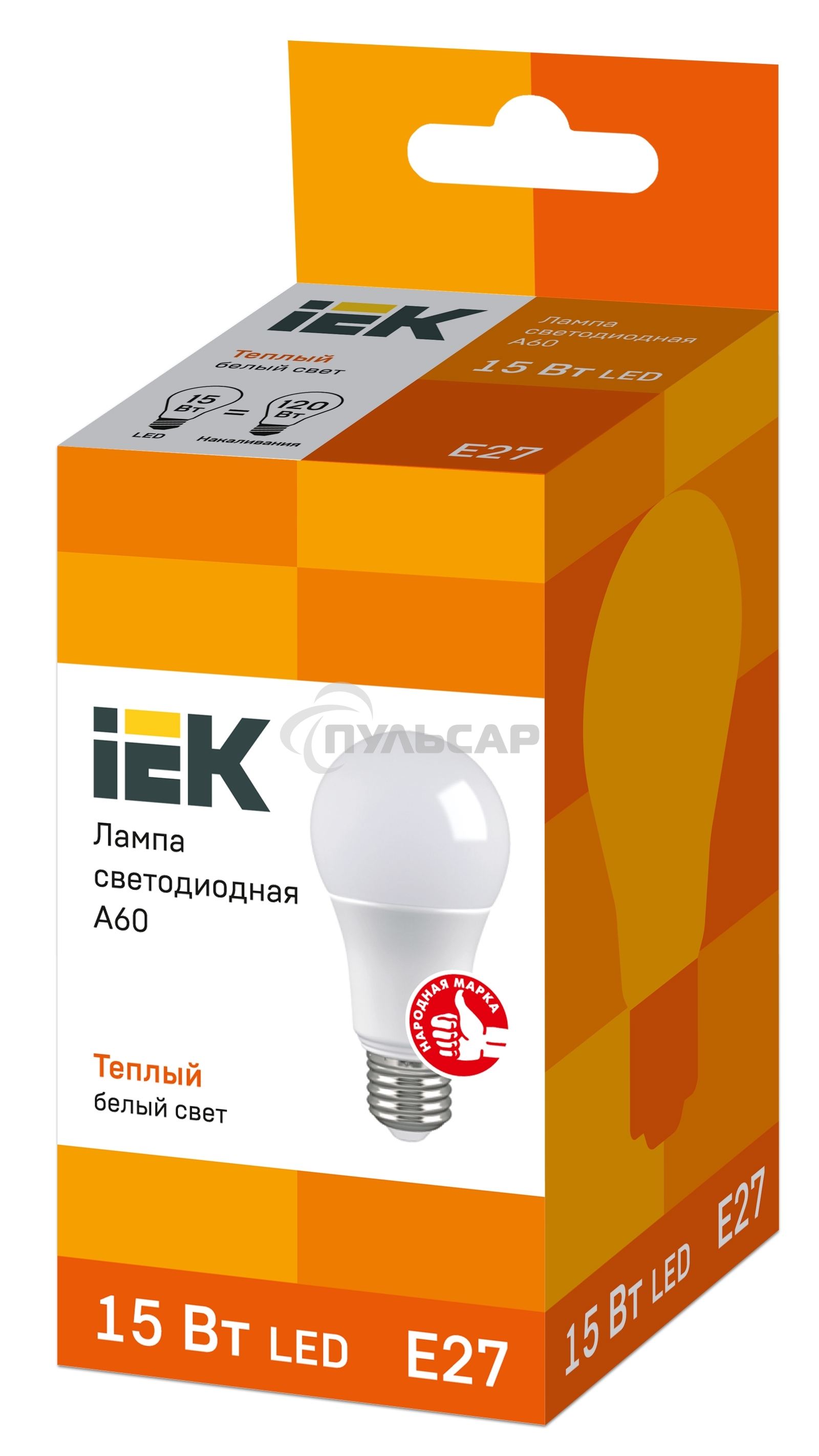 Лампа cветодиодная Iek LLE-A60-15-230-30-E27 ECO A60 шар 15Вт 230В 3000К E27 IEK