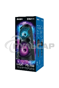 Колонка АС Sven PS-750, черный (80 Вт, TWS, Bluetooth, FM, USB, microSD, LED-дисплей, 2х4400мА*ч)